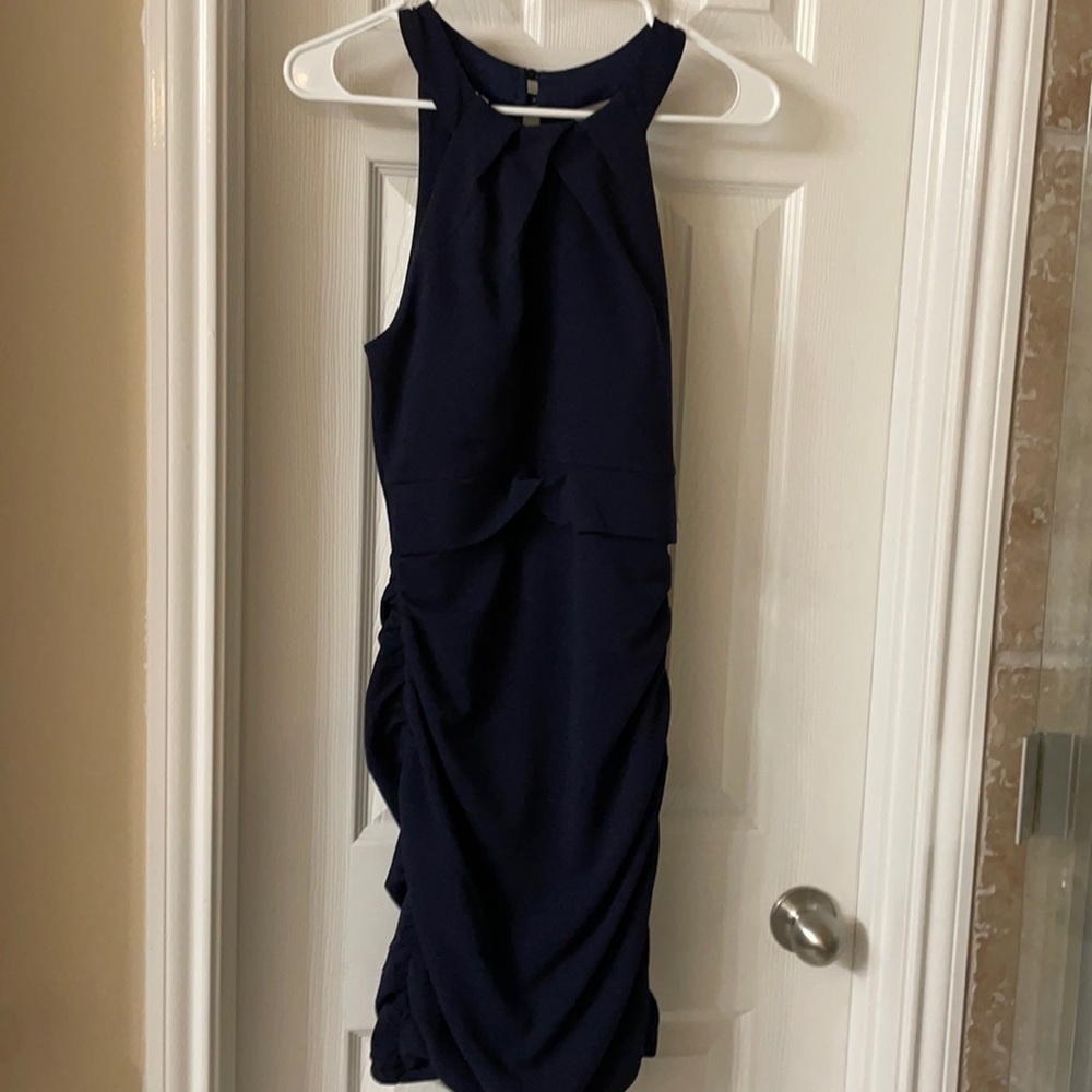 MIDI navy blue spandex dress